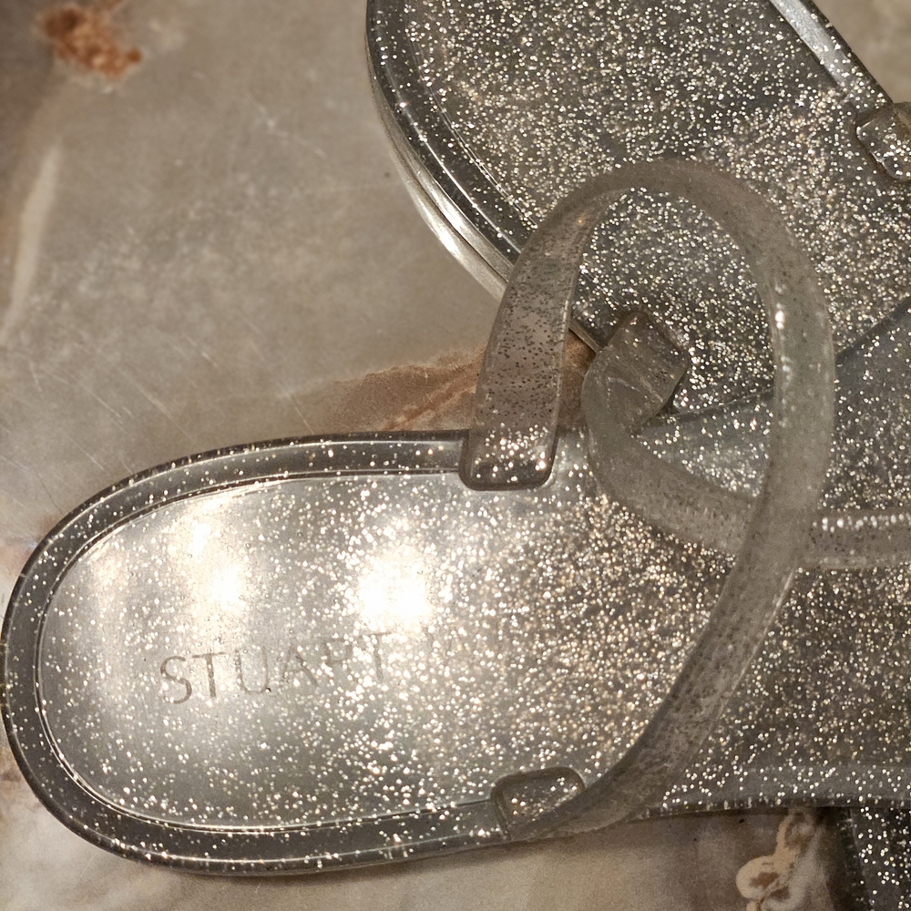 Stuart Weitzman Silver Glitter Sandals